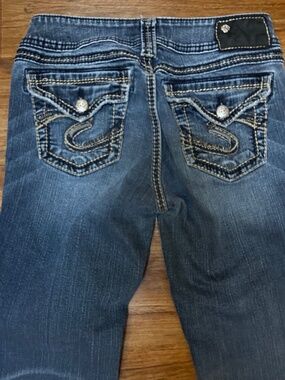 Silver Jeans Suki Mid Boot Womens 25x27 Flap Pocket Stretch Denim Y2K